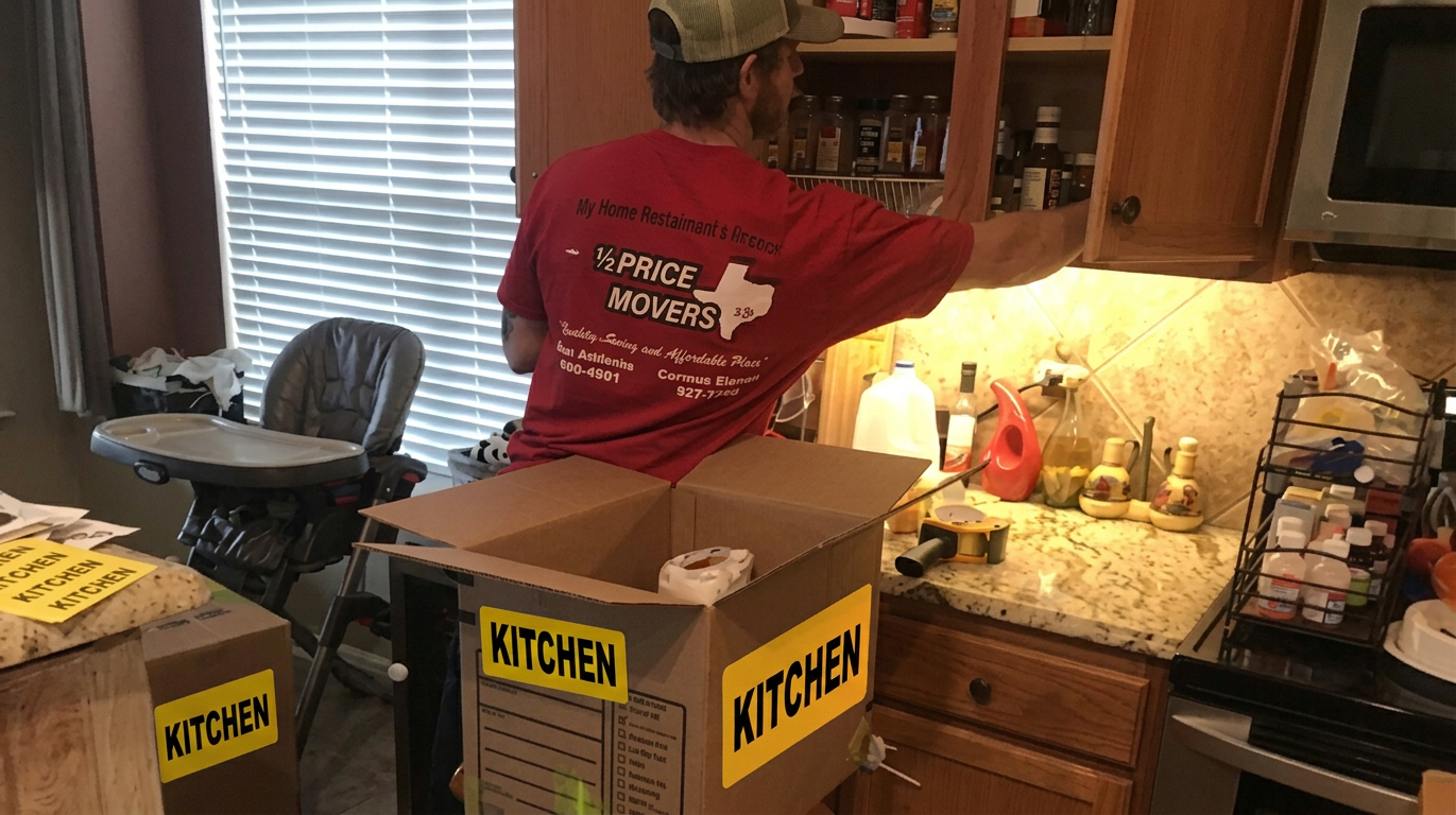 Half Price Movers crew loading a rental truck